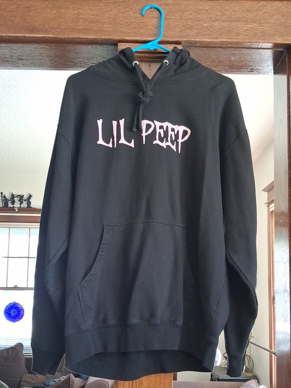 Black Hoodie with Pink Print - Women's Pullover